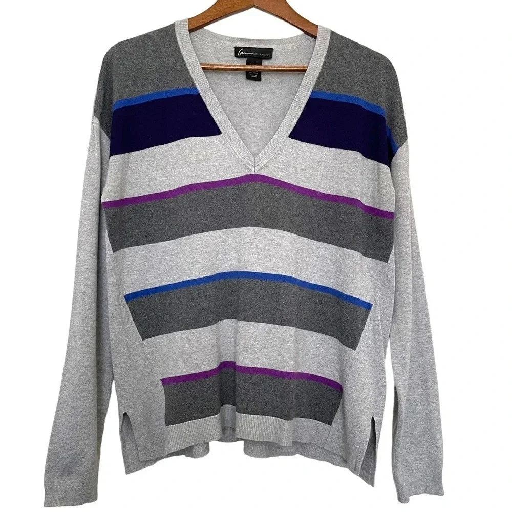 Lane Bryant V-Neck Striped Pullover Size‎ 14/16